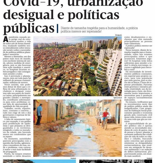 Covid 19, urbanização desigual e políticas públicas
