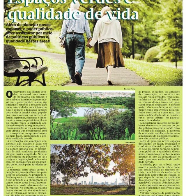 Espaços verdes e qualidade de vida