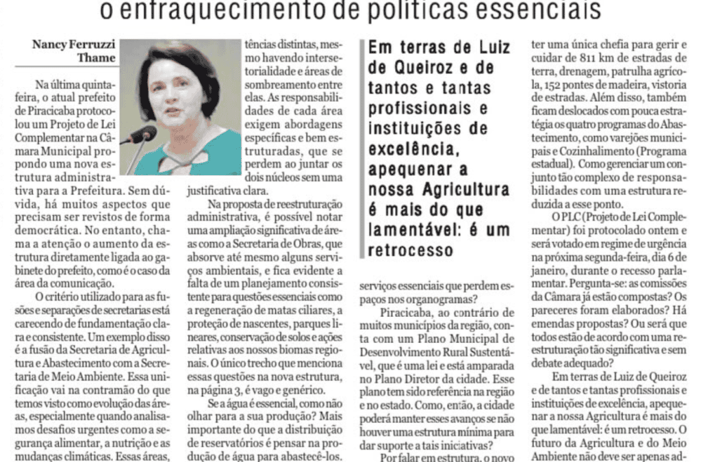 Agricultura reduzida a uma “Gerência”: o enfraquecimento de políticas essenciais